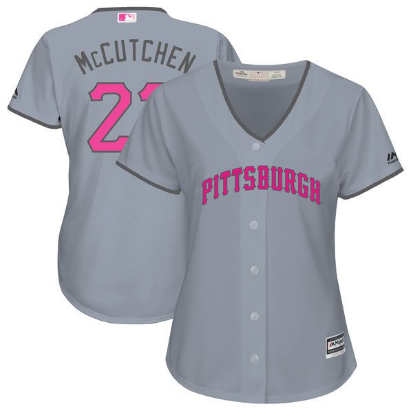 Women 2017 MLB Pittsburgh Pirates #22 Andrew McCutchen Grey Mothers Day Jerseys